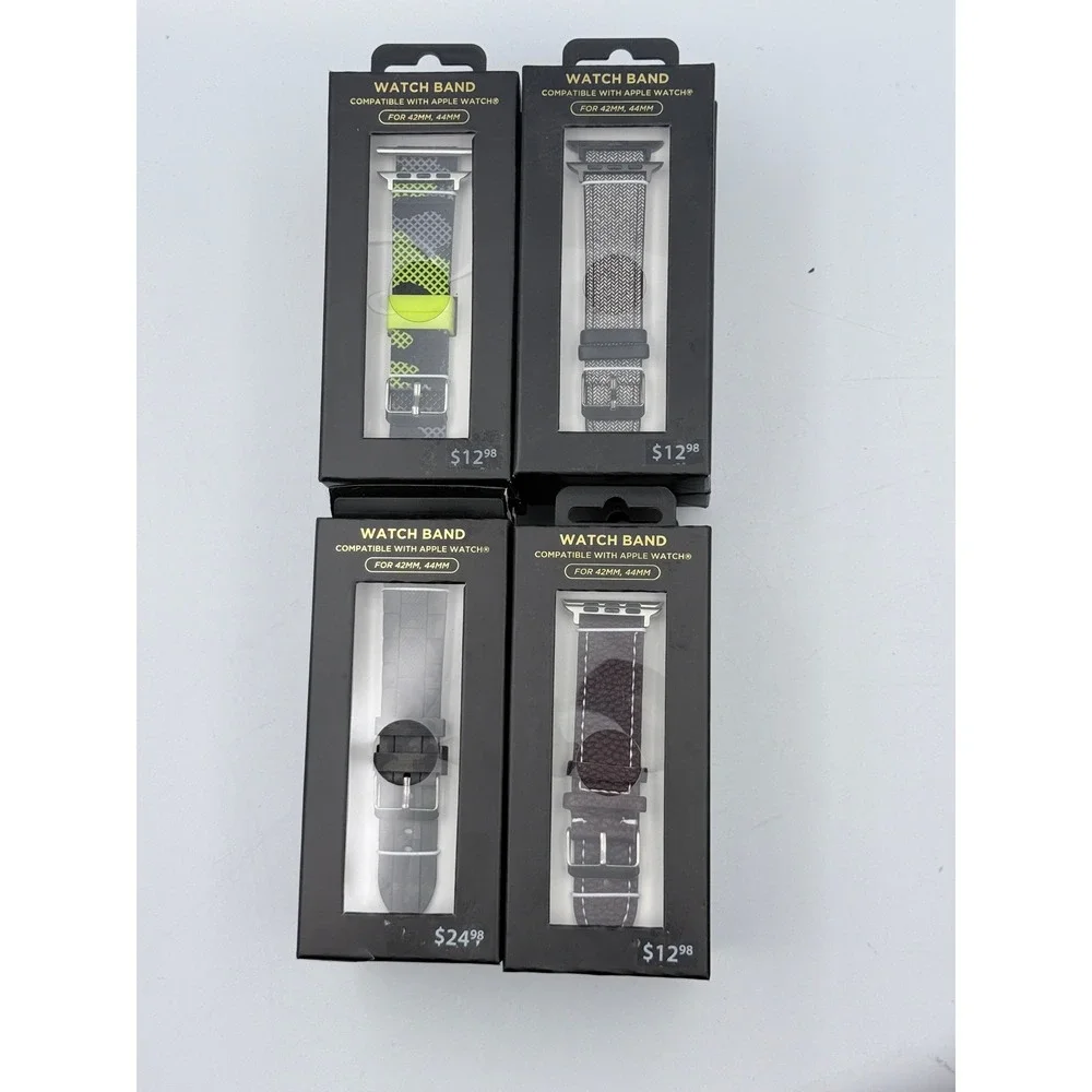 Unbranded Watch Band Lot 4 42mm 44mm Apple Watch Compatible Camo Leather Fabric
